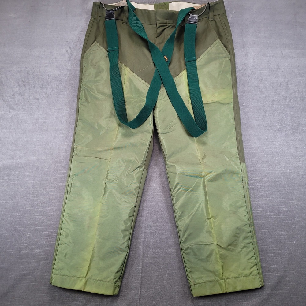 Vintage Duxbak Mens Green Hunting Pants with Suspenders Brush Field‎ Trousers